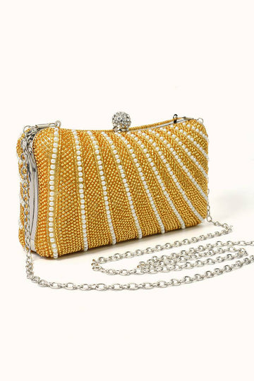 Torba na kopertówkę Golden Sparkly Rhinestone Pearl